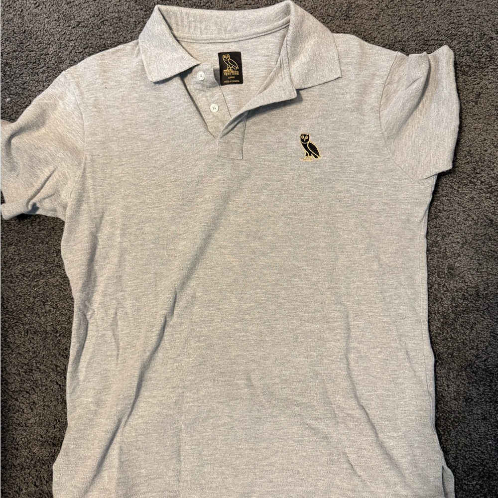 Gray Polo Shirt with Embroidered Logo
